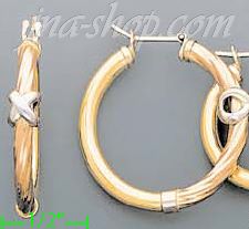 14K Gold Fancy Hoop Earrings - Click Image to Close