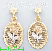 14K Gold 3Color Dia-Cut Earrings - Click Image to Close