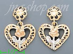 14K Gold 3Color Dia-Cut Earrings - Click Image to Close