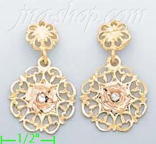 14K Gold 3Color Dia-Cut Earrings - Click Image to Close