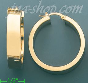 14K Gold Italian Fancy Hoop Earrings - Click Image to Close