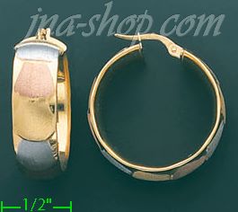 14K Gold Italian Fancy Hoop Earrings - Click Image to Close