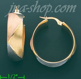 14K Gold Italian Fancy Hoop Earrings - Click Image to Close