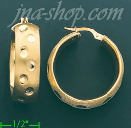 14K Gold Italian Fancy Hoop Earrings - Click Image to Close