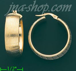 14K Gold Italian Fancy Hoop Earrings - Click Image to Close