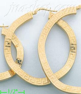 14K Gold Italian Fancy Hoop Earrings - Click Image to Close