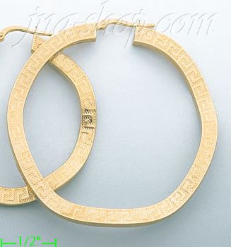 14K Gold Italian Fancy Hoop Earrings - Click Image to Close