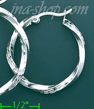 14K Gold Plain & Twist Hoop Earrings - Click Image to Close