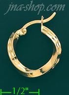 14K Gold Plain & Twist Hoop Earrings - Click Image to Close