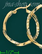 14K Gold Plain & Twist Hoop Earrings - Click Image to Close