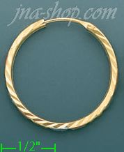 14K Gold Dia-Cut Hoop Earrings - Click Image to Close