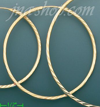 14K Gold Dia-Cut Hoop Earrings - Click Image to Close