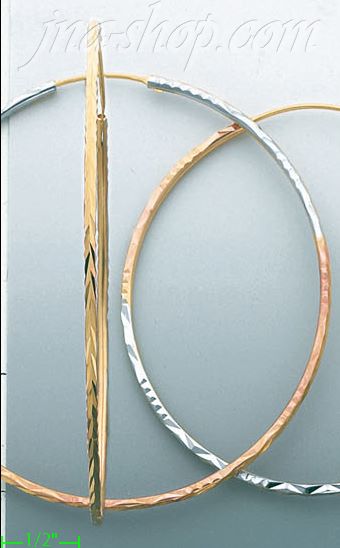 14K Gold Dia-Cut Hoop Earrings - Click Image to Close