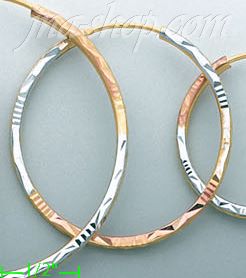 14K Gold Dia-Cut Hoop Earrings - Click Image to Close