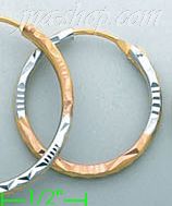 14K Gold Dia-Cut Hoop Earrings - Click Image to Close