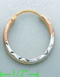 14K Gold Dia-Cut Hoop Earrings - Click Image to Close