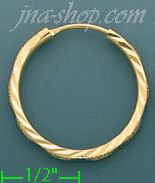 14K Gold Dia-Cut Hoop Earrings - Click Image to Close