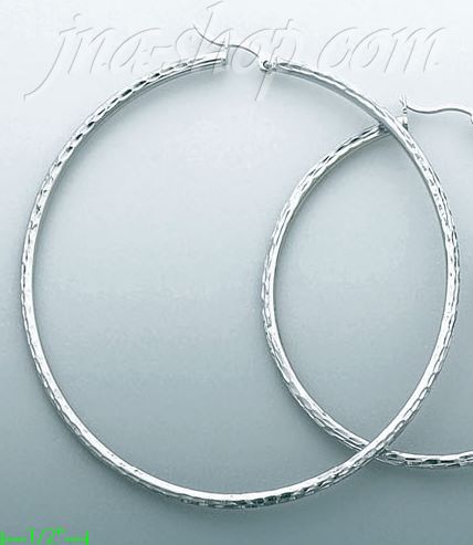 14K Gold White Hoop & Channel CZ Earrings - Click Image to Close