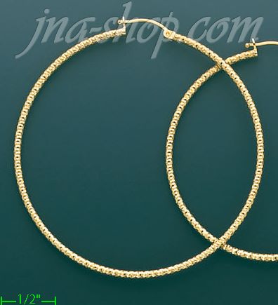 14K Gold Dia-Cut Hoop Earrings - Click Image to Close