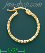 14K Gold Dia-Cut Hoop Earrings - Click Image to Close