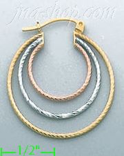 14K Gold Fancy Hoop Earrings - Click Image to Close