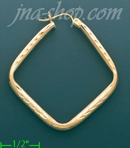 14K Gold Razor-Cut Hoop Earrings - Click Image to Close