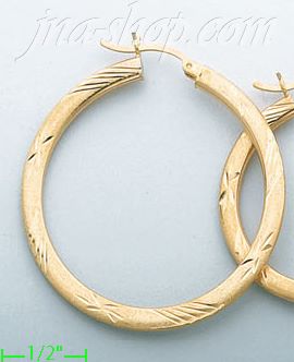 14K Gold Razor-Cut Hoop Earrings - Click Image to Close