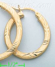 14K Gold Razor-Cut Hoop Earrings - Click Image to Close