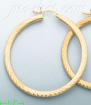 14K Gold Razor-Cut Hoop Earrings - Click Image to Close