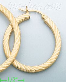 14K Gold Razor-Cut Hoop Earrings - Click Image to Close