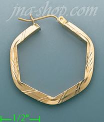 14K Gold Razor-Cut Hoop Earrings - Click Image to Close