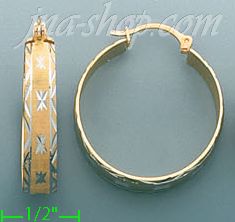 14K Gold Filigree Hoop Earrings - Click Image to Close