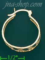 14K Gold Filigree Hoop Earrings - Click Image to Close