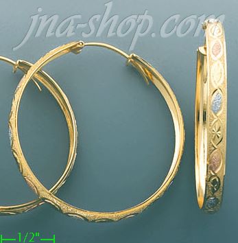 14K Gold 3Color Hoop Earrings - Click Image to Close