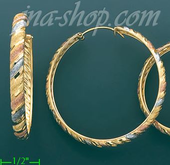 14K Gold 3Color Hoop Earrings - Click Image to Close