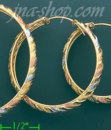 14K Gold 3Color Hoop Earrings - Click Image to Close