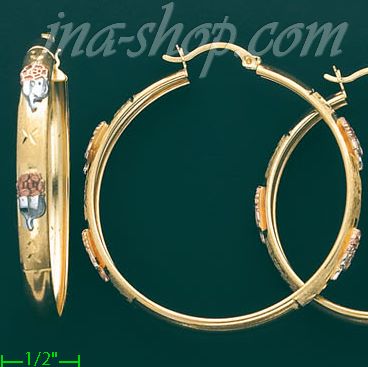 14K Gold 3Color Hoop Earrings - Click Image to Close