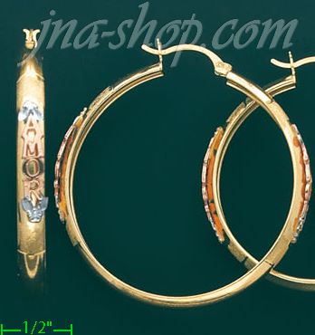 14K Gold 3Color Hoop Earrings - Click Image to Close