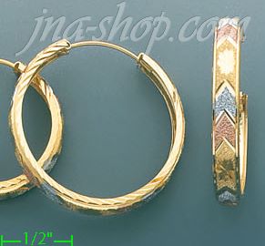 14K Gold 3Color Hoop Earrings - Click Image to Close