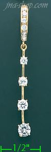 14K Gold Dangling CZ Earrings - Click Image to Close