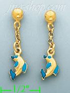 14K Gold Italian Enamel Earrings - Click Image to Close