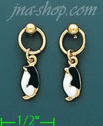 14K Gold Italian Enamel Earrings - Click Image to Close