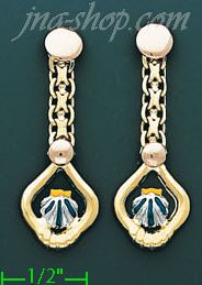 14K Gold Italian Enamel Earrings - Click Image to Close