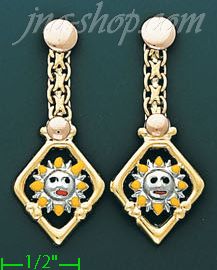 14K Gold Italian Enamel Earrings - Click Image to Close