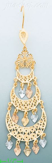 14K Gold Chandelier Earrings - Click Image to Close