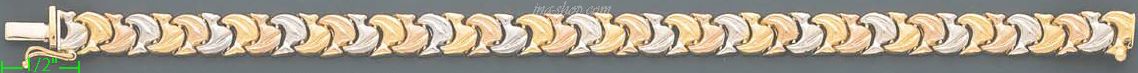 14K Gold 3Color Stampato Bracelet 7.25" - Click Image to Close