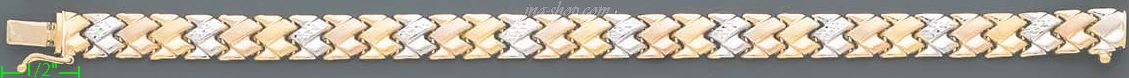 14K Gold 3Color Stampato Bracelet 7.25" - Click Image to Close