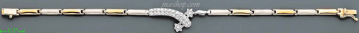 14K Gold Fancy CZ Half Sets Bracelet 7.25" - Click Image to Close