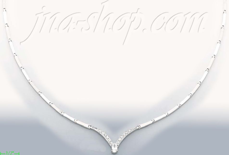 14K Gold Fancy CZ Half Sets Necklace 17" - Click Image to Close