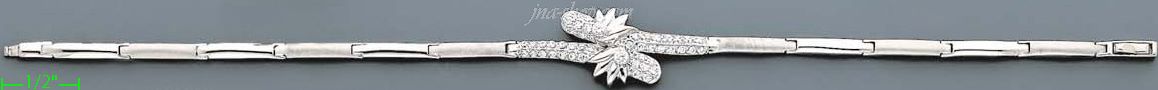 14K Gold Fancy CZ Half Sets Bracelet 7" - Click Image to Close